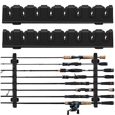 8 Hole Fishing Rod Rack Vertical Holder Horizontal Wall Mount Pole Stand Storage • $16.11