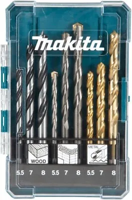 Makita D-71978 9 Piece HSS Metal Brad Point Wood TCT Masonry Mix Drill Bit Set • £11.95