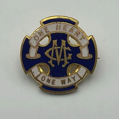 Vintage Methodist Wesleyan Guild Lapel Pin One Heart One Way Blue + White G4 • $8.66