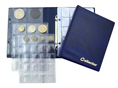 Collector Coin Album For 126 Mix Sizes Coins Folder Book - Best Quality - BLUE • £10.99