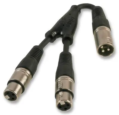 XLR Male To 2x Female 3 Pin Splitter Cable Microphone PRO Audio Sound Adapter • £7.89