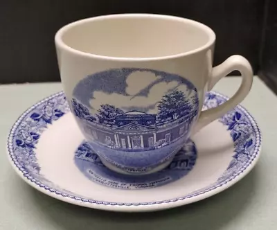 Old English Staffordshire Jonroth Cup & Saucer Monticello Thomas Jefferson • $25