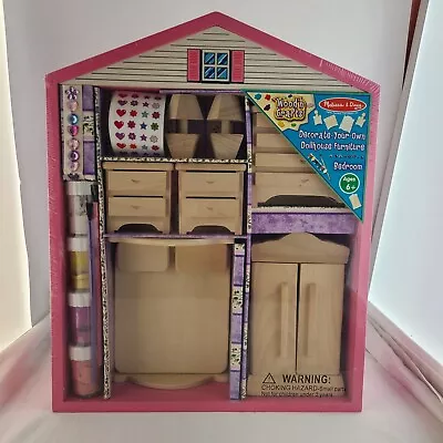 Melissa & Doug Retired Wooden Bedroom Dollhouse Furniture With Paint New Sealed • $55.98