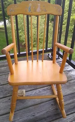 Vintage Oak Hill Childs Rocker W/German Made Music Box Fitchburg MA • $114.99