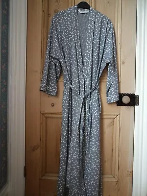 Vintage St Michael M&S Navy Check & Floral Dressing Gown Robe Size 12 - 14 Long • £25.99