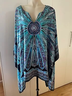 Ladies Green AUTOGRAPH Kaftan Top Plus Size 20 Floaty Loose Fit • $28.95