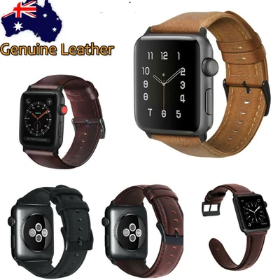 $13.99 • Buy Genuine PU Leather Wrist Band Strap For Apple Watch 1/2/3/4 IWatch 38/42/40/44mm