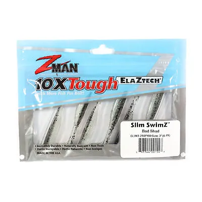 Zman Soft Lure Slim SwimZ 3 Inch 6/Pack Bad Shad (1543) • $20.90