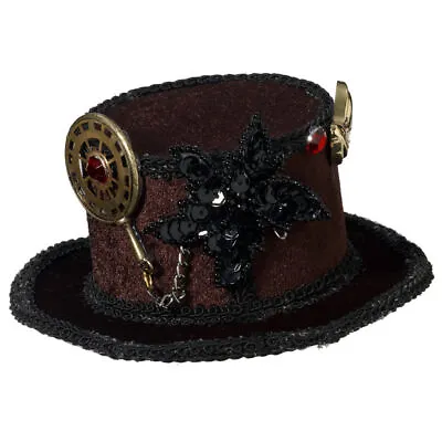 Steampunk Brown Victorian Cocktail Mini Top Hat Costume Accessory Women Monocle • $9.95