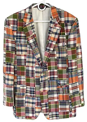 Jos A Bank Blazer Madras Plaid Sport Coat Patchwork Golf Casual 41R 42R • $89