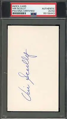 Vin Scully PSA DNA Signed 3x5 Index Card Autograph • $375
