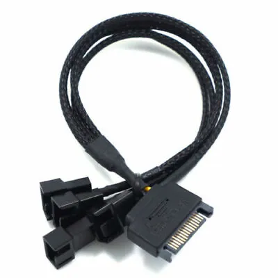 15Pin SATA To 4 X (3Pin / 4Pin) Fan Power Adapter Cable Splitter Extension Lead • £3.95