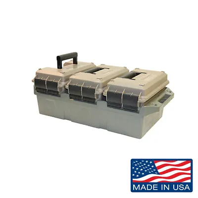 MTM AC3C 3-Can Ammo Crate 3 50 Cal Dark Earth Ammo Cans W/ Army Green Crate • $59.99