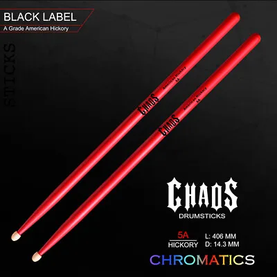 $24 • Buy Drum Sticks Chaos 5a Drumsticks – Chromatics Red Drum Sticks American Hickory