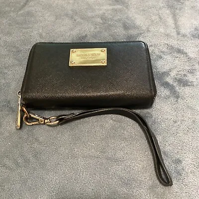 Black Michael Kors MK  Leather Zip Around Wristlet • $23.99