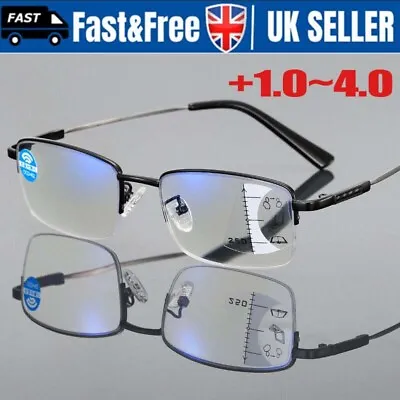 1.0~4.0 Memory Titanium Multifocal Varifocal Progressive Reading Glasses Readers • £11.33