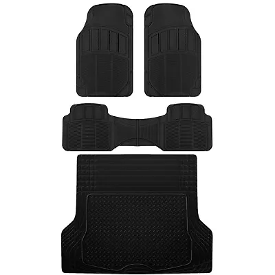 Heavy Duty Diamond Grid Proliners Rubber Car Floor Mats & Trunk Cargo Liner Set • $59.99