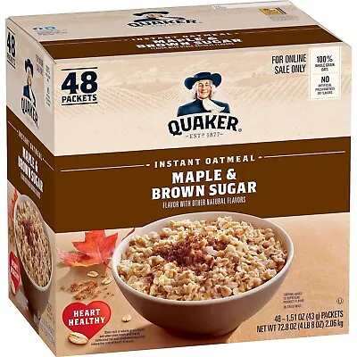 Quaker Instant Oatmeal Maple & Brown SugarPackets 1.51 Ounce (Pack Of 48) • $17.50