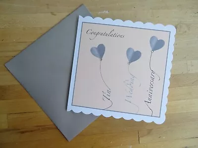 TIN 10th Wedding Anniversary Greeting Card Heart Balloons • £3.50