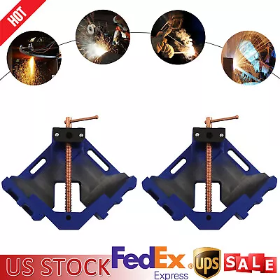 2 Pcs 4'' Jaw Welder Welding Molding 90° Angle Corner Clamp On Bench Vise Blue • $59.85