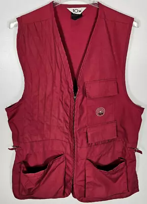 Vintage 10X Men's Size XL Maroon Vest Outdoor Multi Pocket Zip Front V Neck • $21.99