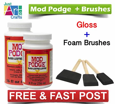 Gloss Mod Podge Decoupage Glitter Glue Sealer Varnish 8 16 Modge Pod Adhesive • £18.25