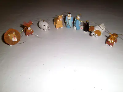 VTG Avon Miniature Painted Wooden NOAHS ARK Animal Christmas Ornaments Tiny NINE • $5.50