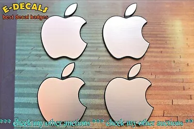 4 X Apple DECAL Badge Sticker Logo Silver Color For Iphone Ipad Medium 2 *** • £9.75