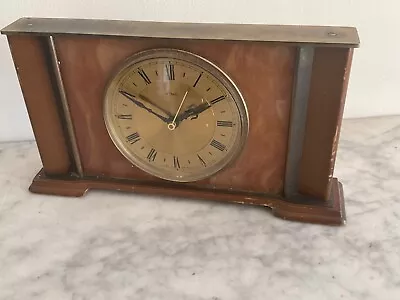 Vintage Metamec Mantle Clock Mid Century Retro Kitsch Marbled Brass Trim Kienzle • $29.02