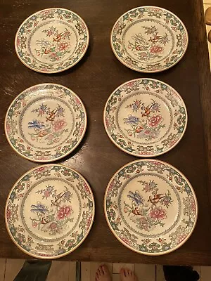 19th Century English Minton Oriental Bird And Floral Rimmed Set Of 6 Plates • $200