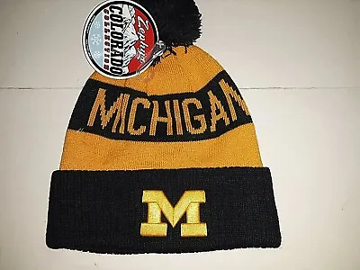 Michigan Wolverines NCAA   Brisk   Cuffed With Pom Knit Hat • $19.88