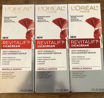 Loreal Revitalift CicaCream Anti-Wrinkle + Skin Barrier Repair 1.7 Flow 3 Pack • $18.99