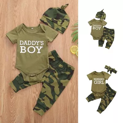 Newborn Baby Boy Girl Tops T-shirt Camo Pants Outfits Set Clothes Tracksuit • $16.99