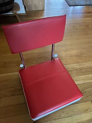 Vintage Stadium Folding Bleacher Seat With Back Boat Seat Cushioned Red White • $25