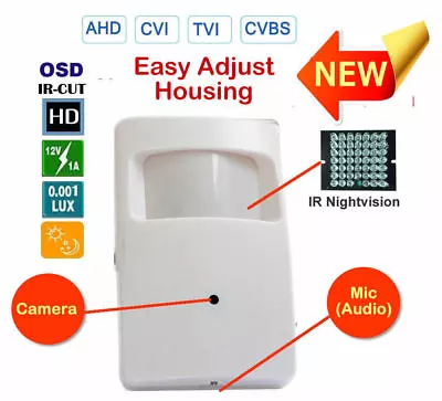 1080P CCTV Covert Hidden Spy Camera PIR Shape Hybrid Night Vision Mic Audio UK • £46.50