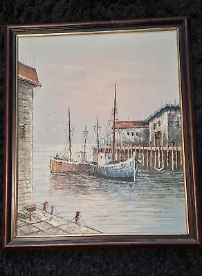 Oil Painting Harbour Scene Signed W JONES  • £0.99