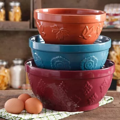 Ceramic Mixing Bowl Set Ideal For Mixing & Serving 3 Piece Ceramic Mixing Bowl • $27.58