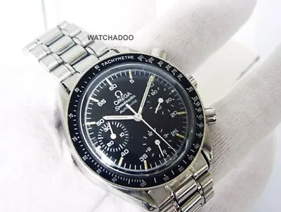 Vintage Omega Speedmaster Reduced Automatic Chronograph Black Dial Steel Watch • $2381.32