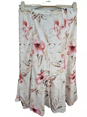 Saloos Size 14 Midi 55% Linen Floral Skirt W31 L28 • £7.90