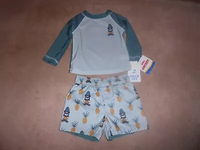 New Baby Boys Mickey Mouse Rash Guard & Swim Trunks Set Size 12 Months • $9.50