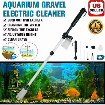 $11.99 • Buy Electric Aquarium Fish Tank Siphon Pump Vacuum Gravel Water Filter Cleaner Pipe