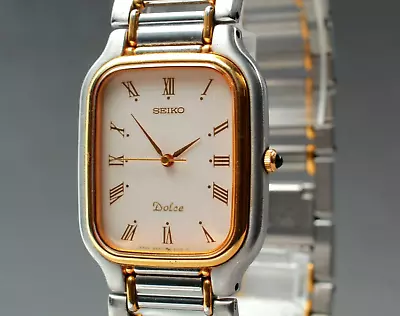 【Near MINT】 Seiko Dolce 8N41-5060 Vintage Gold Silver Square Men's Watch JAPAN • $119.99