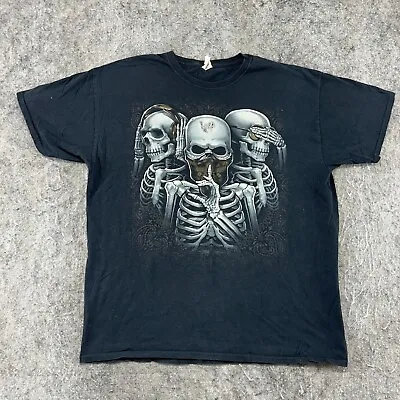 VINTAGE Goth Shirt Mens Extra Large Black Skull Graphic Faded Short Sleeve Y2K • $5.99