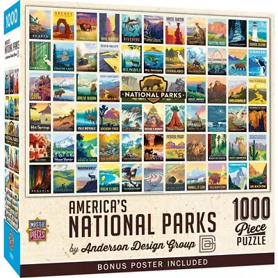 National Parks - Vintage Collage Poster Art 1000 Piece Jigsaw Puzzle • $16.29