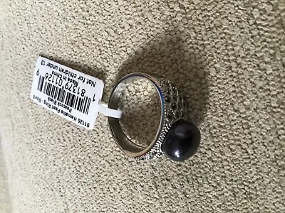 NEW AMANDA BLU Cultured Woven Peacock Black PEARL & Hematite Crystals Ring Sz 8 • $13