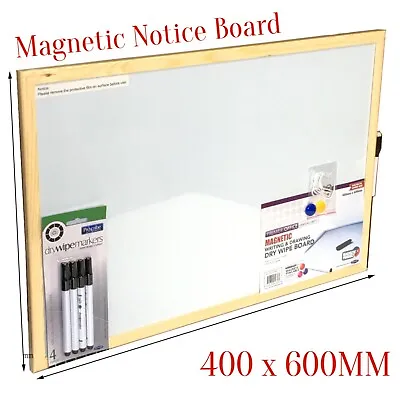 Magnetic White Board Large Notice Boards Home School Office With Free Markers UK • £10.16