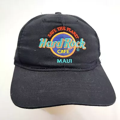 Hard Rock Cafe Maui Hat Cap Hawaii Save The Planet Snapback Black Vtg • $17.95