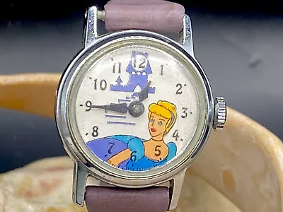 CINDERELLA Vintage 60's  Disney  US Time  Manual Wind KIDS CHARACTER WATCH157 • $25