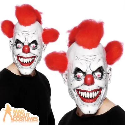 Scary Clown Mask Halloween Latex With Red Hair Evil Horror Fancy Dress Accessory • £12.99