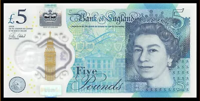 5 Pounds Great Britain England Banknote.5 British Pounds GBP 2015 QEll Cir Bill  • $14.88